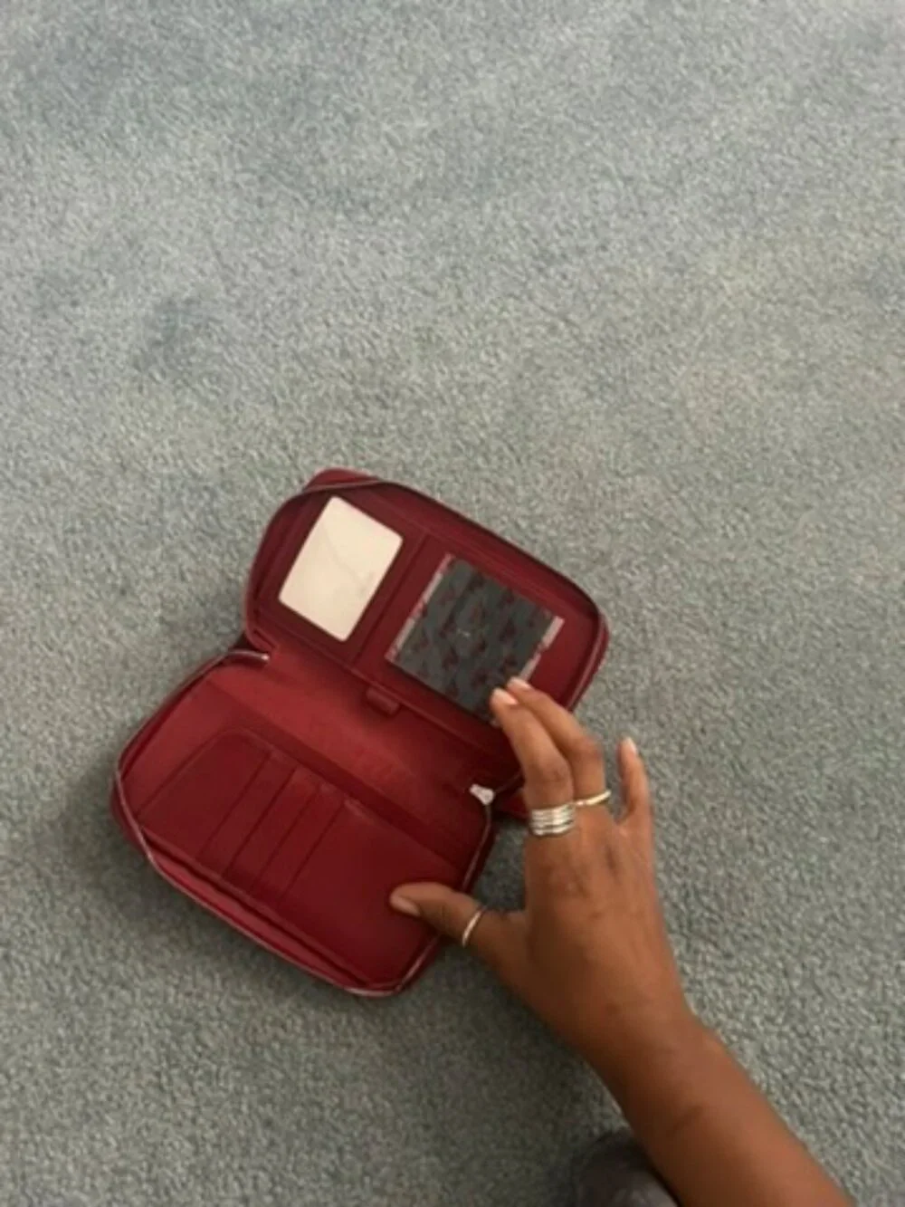 Coach long zip round wallet in smooth red leather